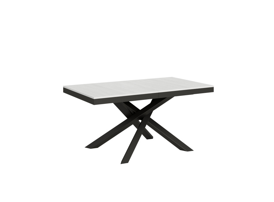 Volantis Evolution Tisch mit anthrazitfarbenen Beinen und Rahmen D.90 - Ausziehbarer Tisch 160/264x90 cm Volantis Evolution Weißesche mit anthrazitfarbenem Rahmen und Beinen