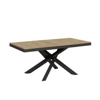 Volantis Evolution Tisch mit anthrazitfarbenen Beinen und Rahmen D.90 - Ausziehbarer Tisch 180/440x90 cm Volantis Evolution Esche weiß mit anthrazitfarbenem Rahmen und Beinen