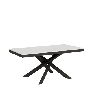 Volantis Evolution Tisch mit anthrazitfarbenen Beinen und Rahmen D.90 - Ausziehbarer Tisch 180/440x90 cm Volantis Evolution Esche weiß mit anthrazitfarbenem Rahmen und Beinen