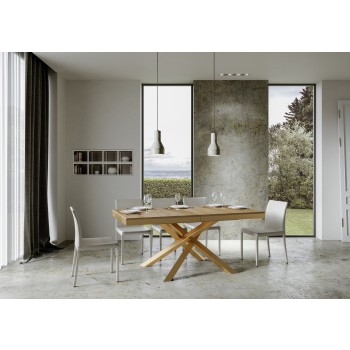 Volantis Evolution Tisch mit Goldrahmen - Ausziehbarer Tisch 90x180/284 cm Volantis Evolution Weiße Esche mit Goldrahmen