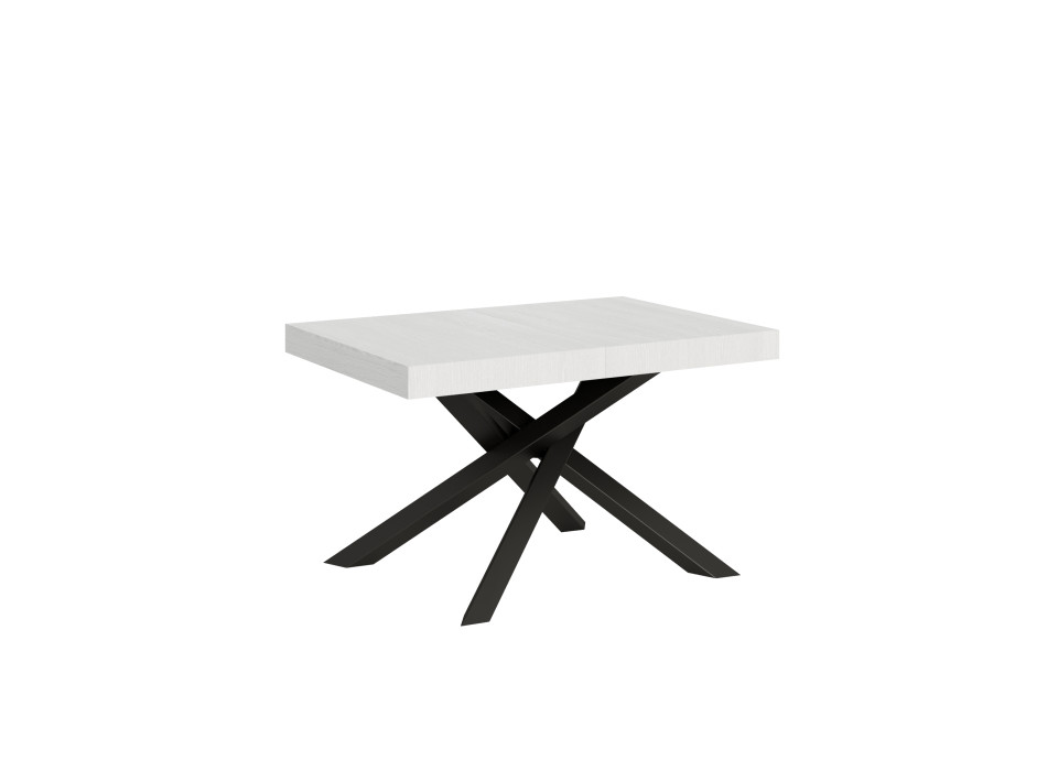 Volantis-Tisch mit anthrazitfarbenen Beinen D.90 - Ausziehbarer Tisch 140/244x90 cm Volantis Weißesche mit anthrazitfarbenen Beinen