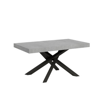 Volantis-Tisch mit anthrazitfarbenen Beinen D.90 - Ausziehbarer Tisch 160/420x90 cm Volantis aus weißer Esche mit anthrazitfarbenen Beinen