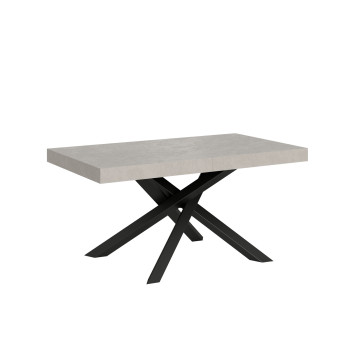 Volantis-Tisch mit anthrazitfarbenen Beinen D.90 - Ausziehbarer Tisch 160/420x90 cm Volantis aus weißer Esche mit anthrazitfarbenen Beinen