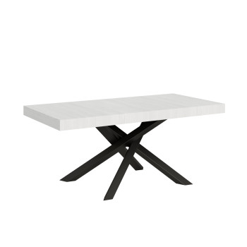 Volantis-Tisch mit anthrazitfarbenen Beinen D.90 - Ausziehbarer Tisch 200/304x90 cm Volantis aus weißer Esche mit anthrazitfarbenen Beinen