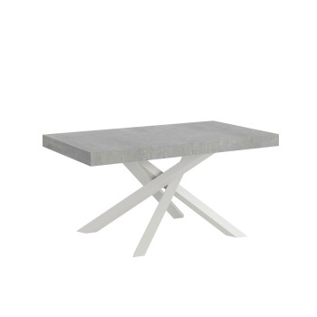 Volantis Tisch mit weißen Beinen D.90 - Ausziehbarer Tisch 200/304x90 cm Volantis Weißesche mit weißen Beinen