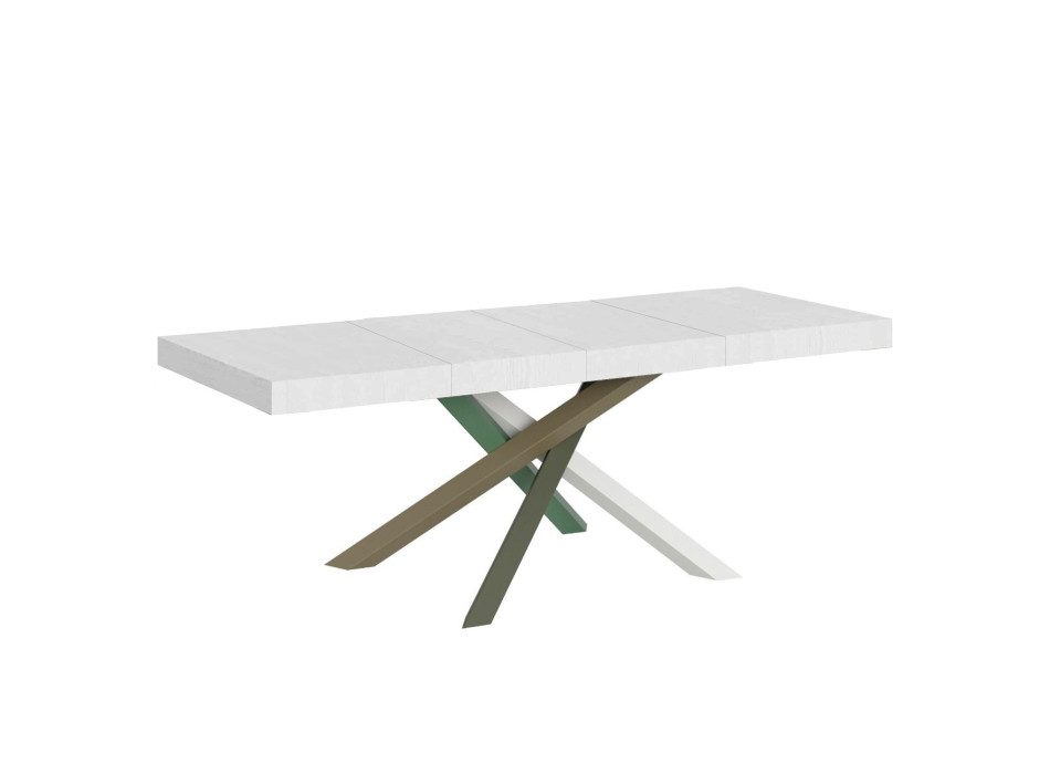 Volantis Premium Color 4/A Tisch P.90 - Ausziehbarer Tisch 160/420x90 cm Volantis Premium Esche weiß Beine mehrfarbig 4/A