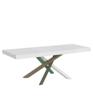 Volantis Premium Color 4/A Tisch P.90 - Ausziehbarer Tisch 200/304x90 cm Volantis Premium Esche weiß Beine mehrfarbig 4/A