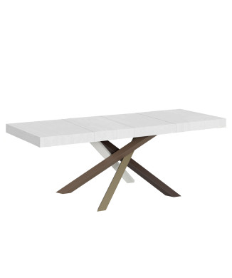 Volantis Premium Color 4/C Tisch P.90 - Ausziehbarer Tisch 160/264x90 cm Volantis Premium Esche weiß, Beine mehrfarbig 4/C