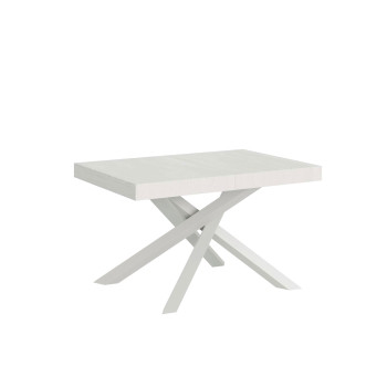 Volantis Premium Tisch mit weißen Beinen D.90 - Ausziehbarer Tisch 120/224x90 cm Volantis Premium Weißesche mit weißen Beinen