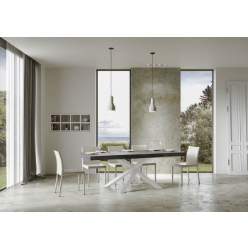 Volantis Premium Tisch mit weißen Beinen D.90 - Ausziehbarer Tisch 120/380x90 cm Volantis Premium Weißesche mit weißen Beinen