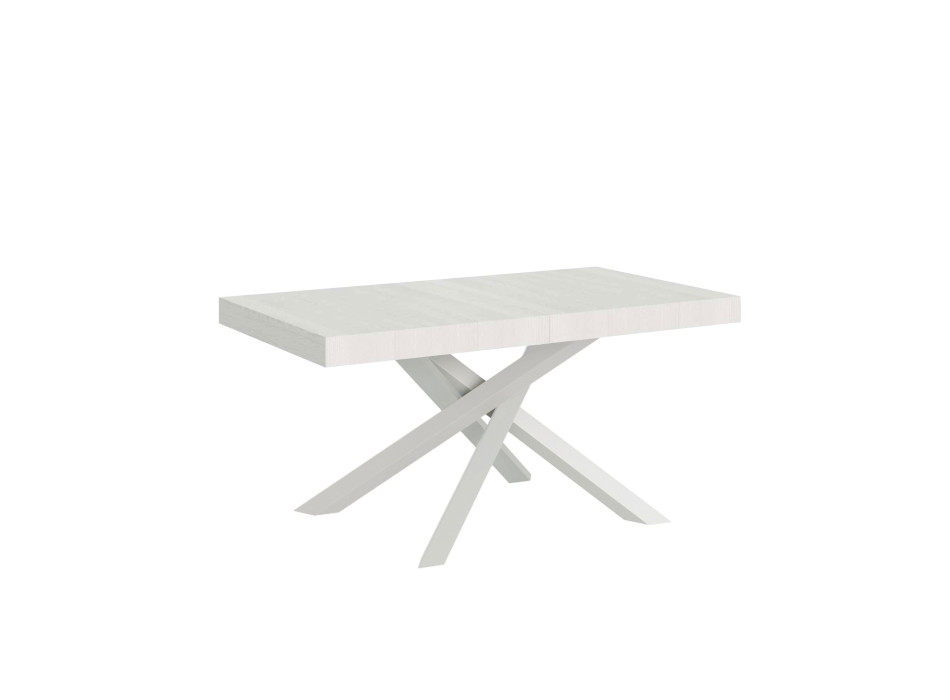 Volantis Premium Tisch mit weißen Beinen D.90 - Ausziehbarer Tisch 180/284x90 cm Volantis Premium Weißesche mit weißen Beinen