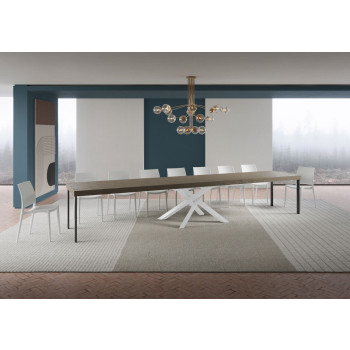 Volantis Premium Tisch mit weißen Beinen D.90 - Ausziehbarer Tisch 200/460x90 cm Volantis Premium Weißesche mit weißen Beinen