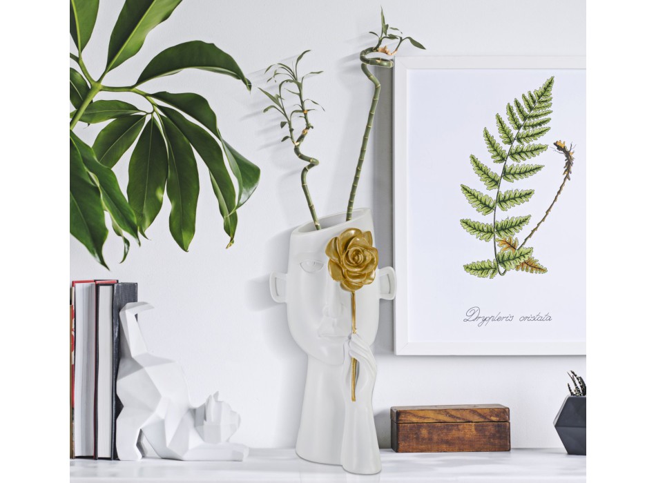 GESICHTSVASE MIT BLUME