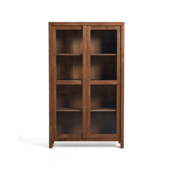 Norani Vitrine aus Massivholz und Akazienfurnier, 110 x 185 cm